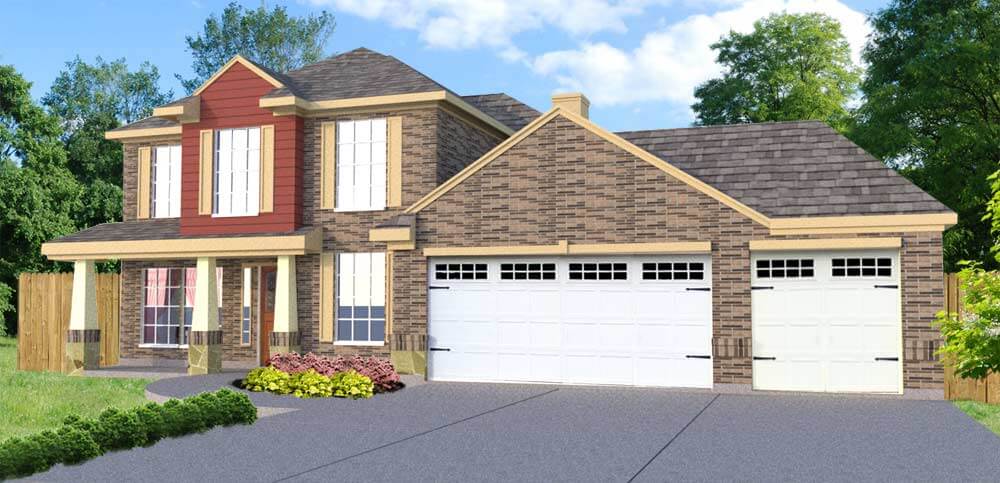 home design model with 3 car garage