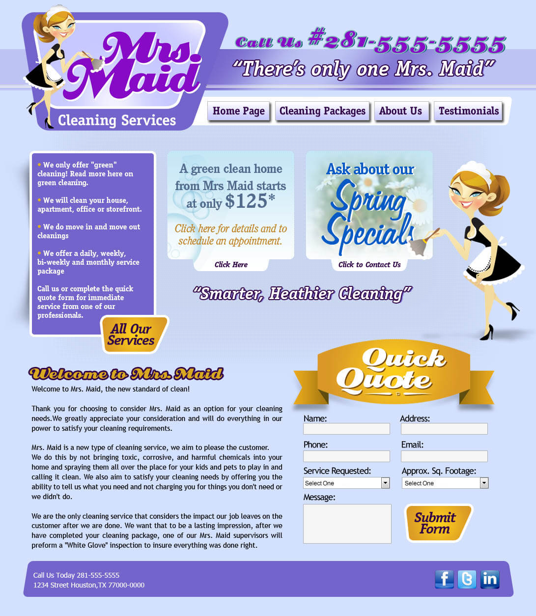 maid service website design