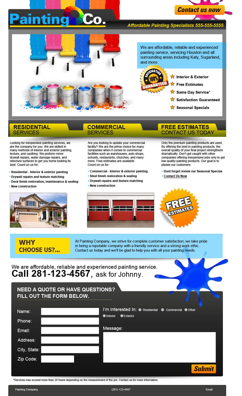 residential painting company website design