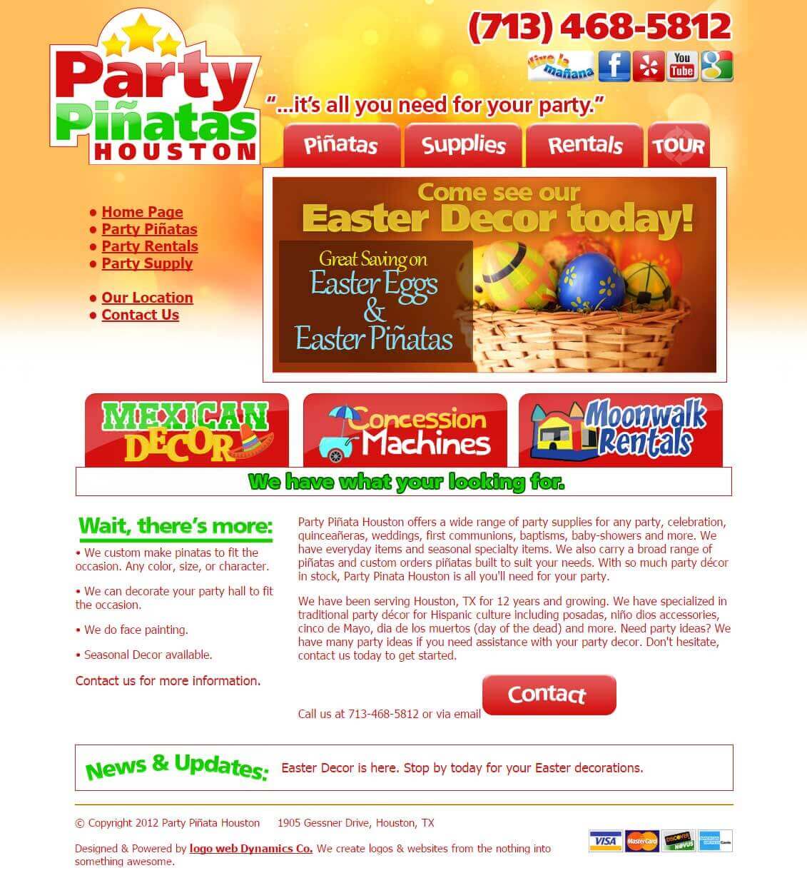 party pinatas designed websites