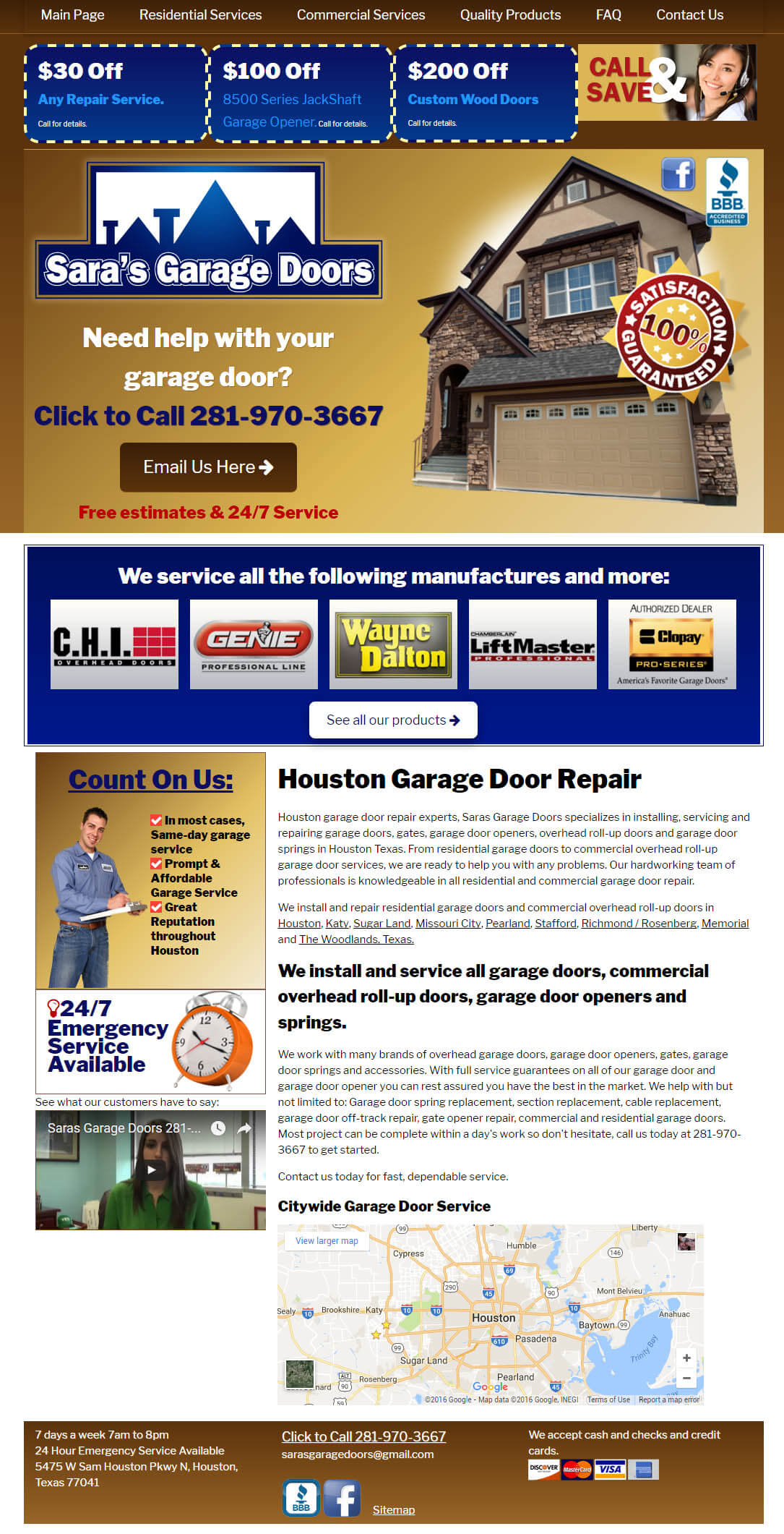 residential garage door repair website design
